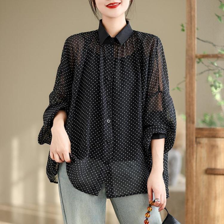 New White Chiffon Blouse Bat Sleeve Dot Spring Summer Fashion Tops Loose Tees Women Shirt 3XL чорний
New White Chiffon Blouse Bat Sleeve Dot Spring Summer Fashion Tops Loose Tees Women Shirt 3XL чорний