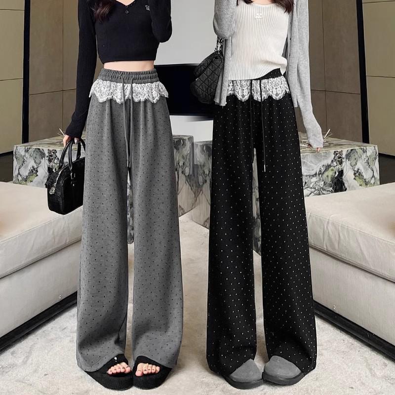 Black Polka Dot High Waist Lace Trim Wide Leg Sporty Pants for Women - Slimming, Casual, Spring/Autumn 2025 M (suggested weight 97-108 jin)
Black Polka Dot High Waist Lace Trim Wide Leg Sporty Pants for Women - Slimming, Casual, Spring/Autumn 2025 M (suggested weight 97-108 jin)