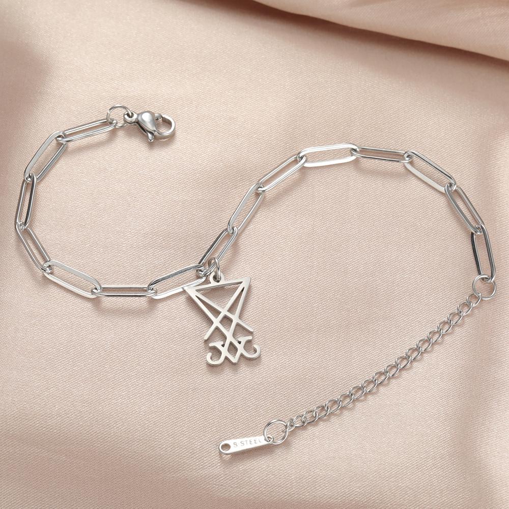 LIKGREAT Sigil Of Lucifer Bracelet for Women Men Satan Symbol Pendant Stainless Steel Gothic Satan Cross Religious Amulet Gift 17-22cm
LIKGREAT Sigil Of Lucifer Bracelet for Women Men Satan Symbol Pendant Stainless Steel Gothic Satan Cross Religious Amulet Gift 17-22cm