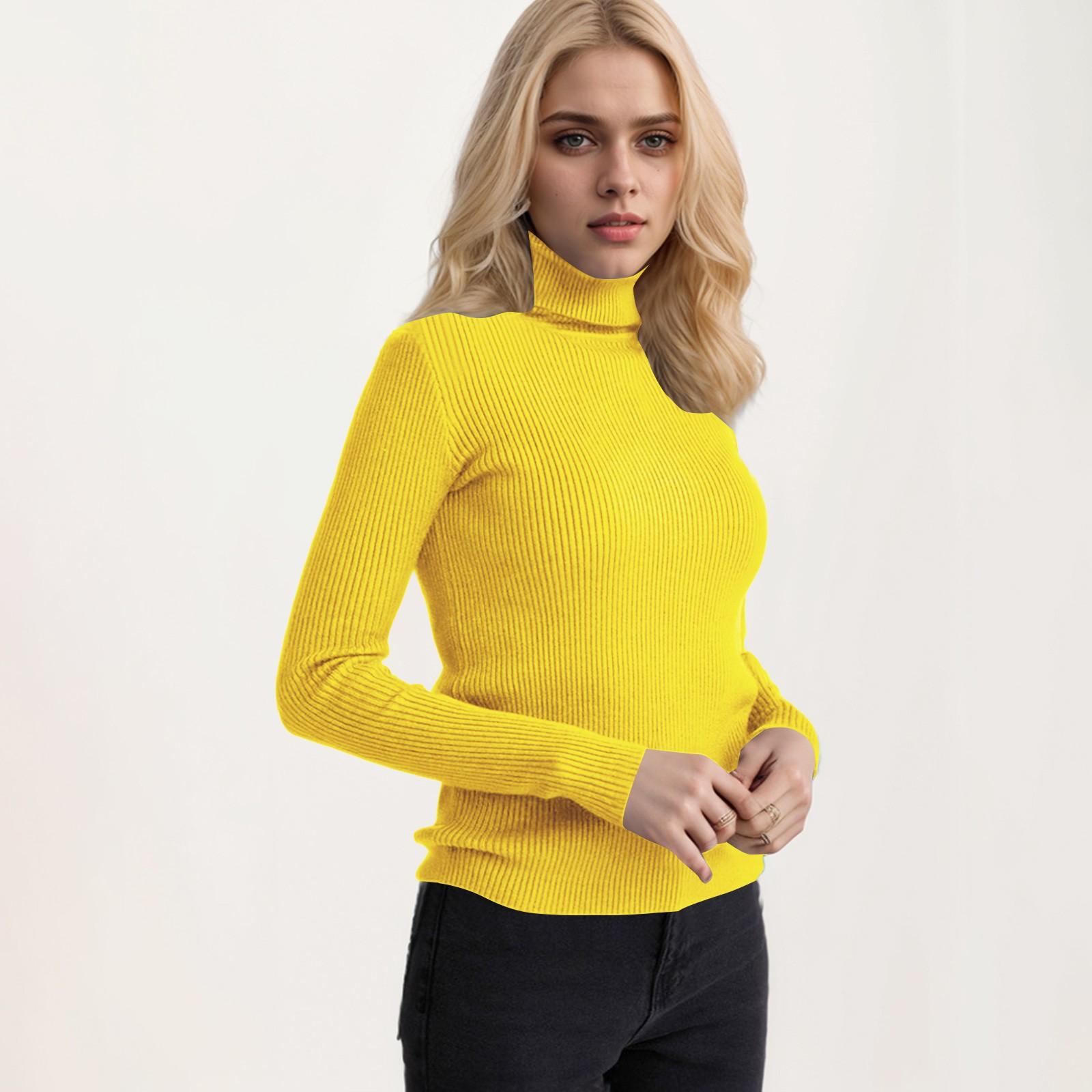 Женский модный повседневный однотонный универсальный вязаный свитер с высоким воротом One Size жёлтый
Женский модный повседневный однотонный универсальный вязаный свитер с высоким воротом One Size жёлтый