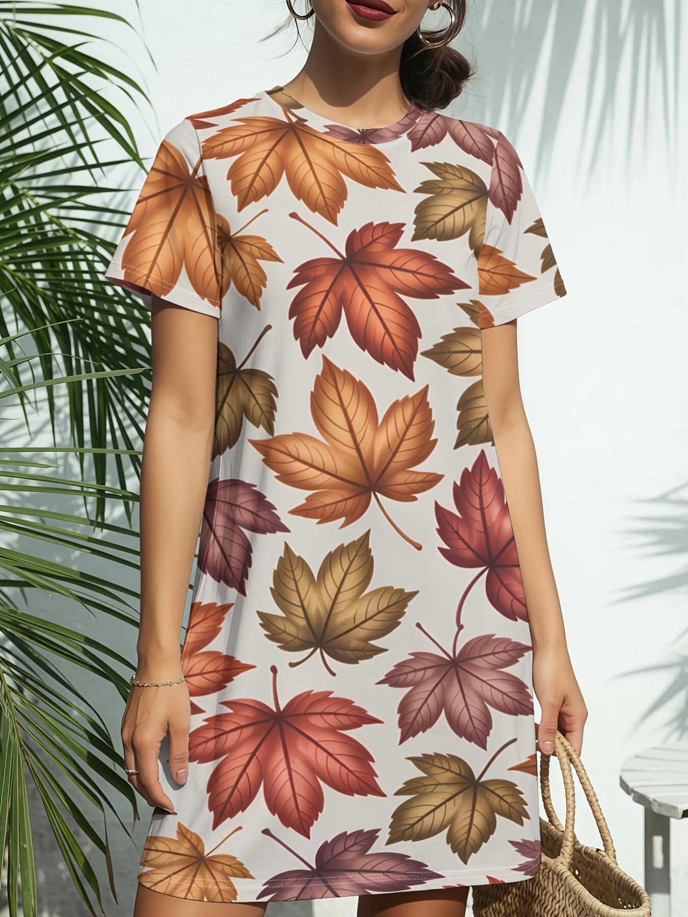 Maple Leaf Seamless New Arrival Women S Round Neck Short-Sleeve T-Shirt Dress. American Trendy Digital Print. Casual Versatile Style for Spring And Su XS дубильна кора
Maple Leaf Seamless New Arrival Women S Round Neck Short-Sleeve T-Shirt Dress. American Trendy Digital Print. Casual Versatile Style for Spring And Su XS дубильна кора