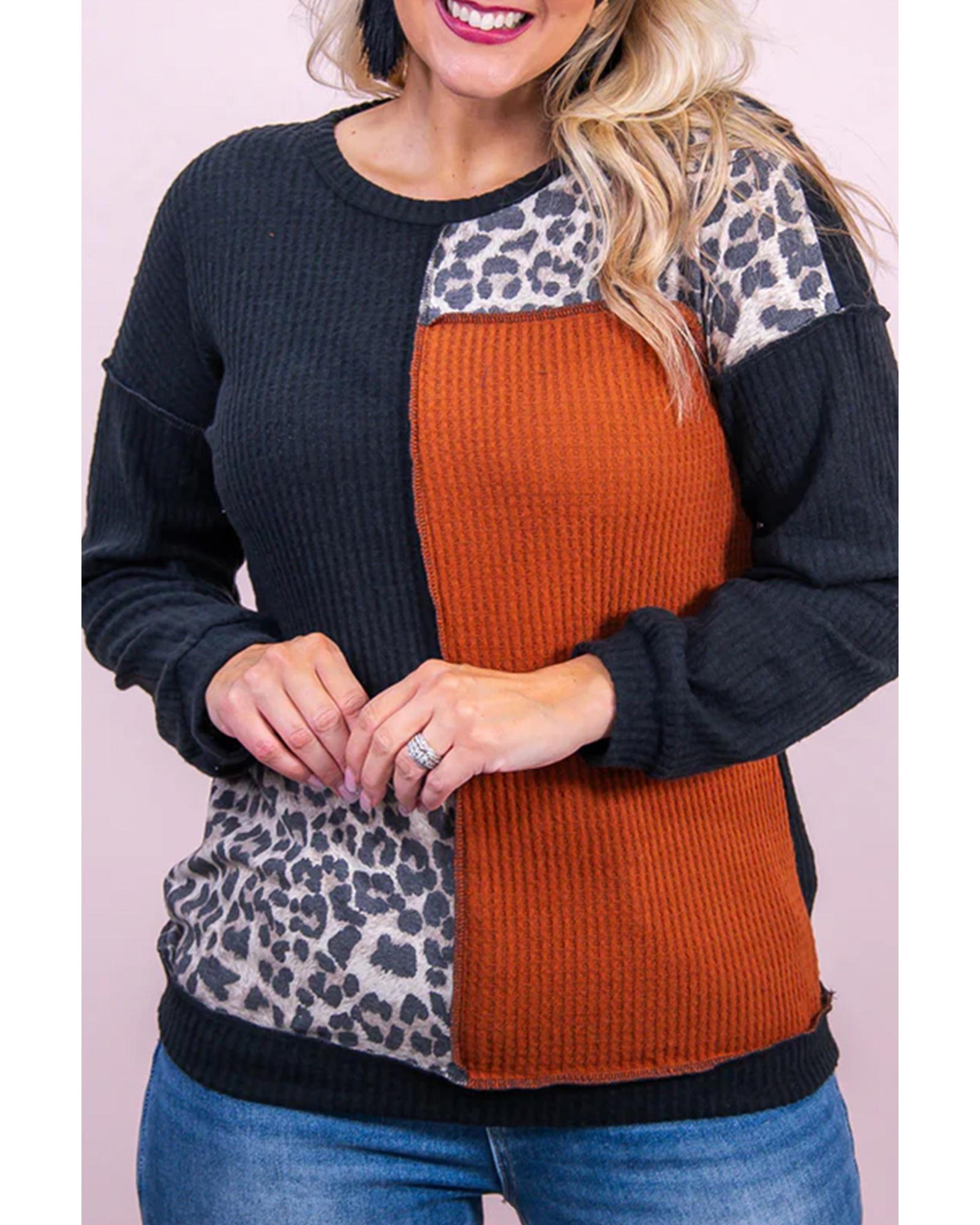 Azura Exchange Black Orange Colorblock Leopard Patchwork Waffle Knit Plus Size Top 1X черный белый
Azura Exchange Black Orange Colorblock Leopard Patchwork Waffle Knit Plus Size Top 1X черный белый