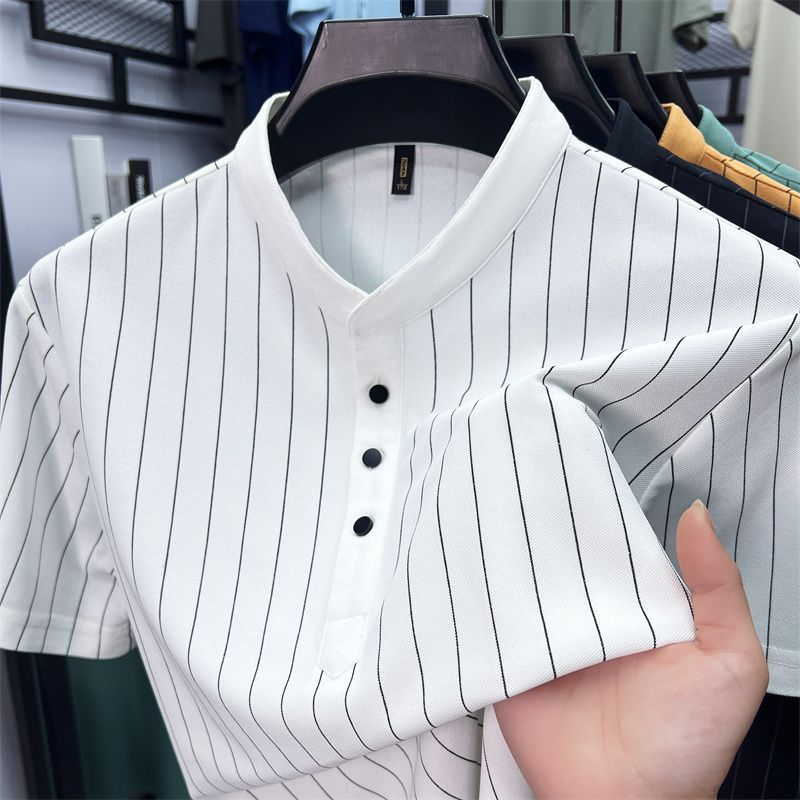 Summer Polo Shirts Mulberry Silk Men s Short-sleeved T-shirt Slim Striped Stand-collar Half-sleeve New Style 4XL білий
Summer Polo Shirts Mulberry Silk Men s Short-sleeved T-shirt Slim Striped Stand-collar Half-sleeve New Style 4XL білий