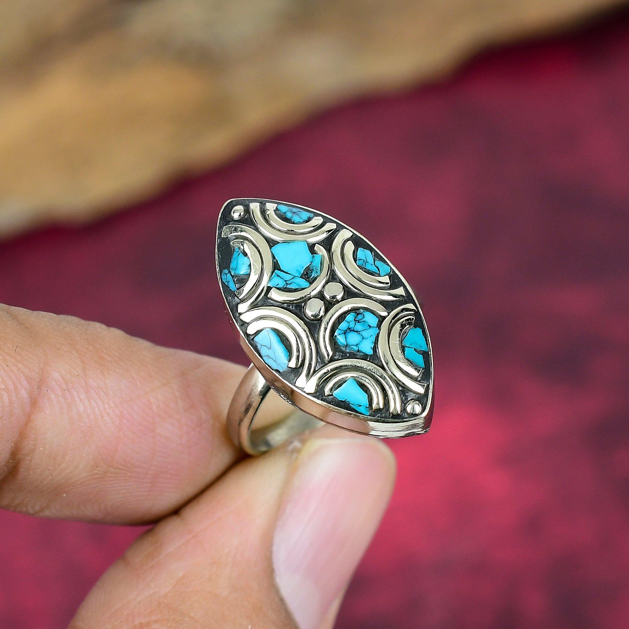 Кольцо из стерлингового серебра с бирюзой, Непальское кольцо с драгоценным камнем ручной работы, Подарки для жены, Совершенно новое регулируемое кольцо
Кольцо из стерлингового серебра с бирюзой, Непальское кольцо с драгоценным камнем ручной работы, Подарки для жены, Совершенно новое регулируемое кольцо