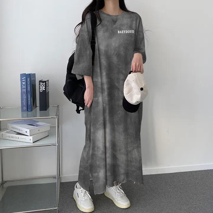 2024 Женское повседневное платье-футболка миди с принтом тай-дай - Летний стиль свободного кроя XL серый
2024 Женское повседневное платье-футболка миди с принтом тай-дай - Летний стиль свободного кроя XL серый