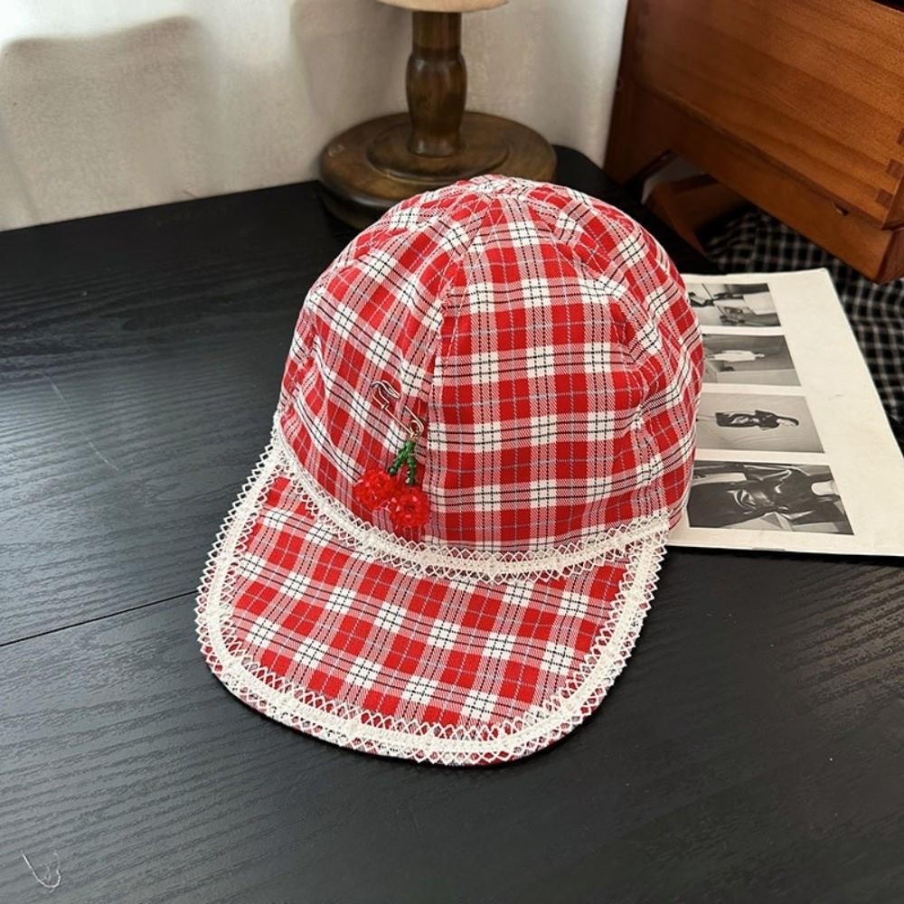Sunscreen Red Plaid Hat Peaked Lace Baseball Cap Apparel Accessories Cherry Pin Cap Girls
Sunscreen Red Plaid Hat Peaked Lace Baseball Cap Apparel Accessories Cherry Pin Cap Girls