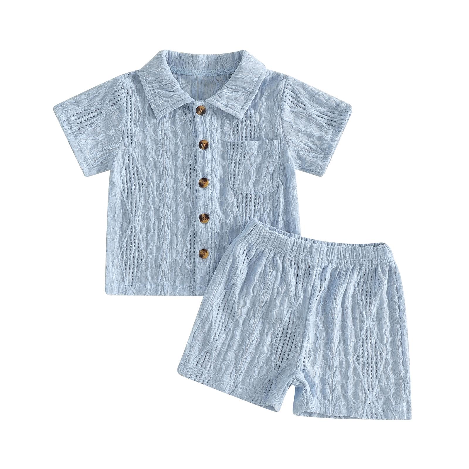 Baby Boys Summer Outfits Textured Button Up Short Sleeves T-Shirt and Elastic Shorts Set for 2 Piece Clothes Set 18-24M
Baby Boys Summer Outfits Textured Button Up Short Sleeves T-Shirt and Elastic Shorts Set for 2 Piece Clothes Set 18-24M