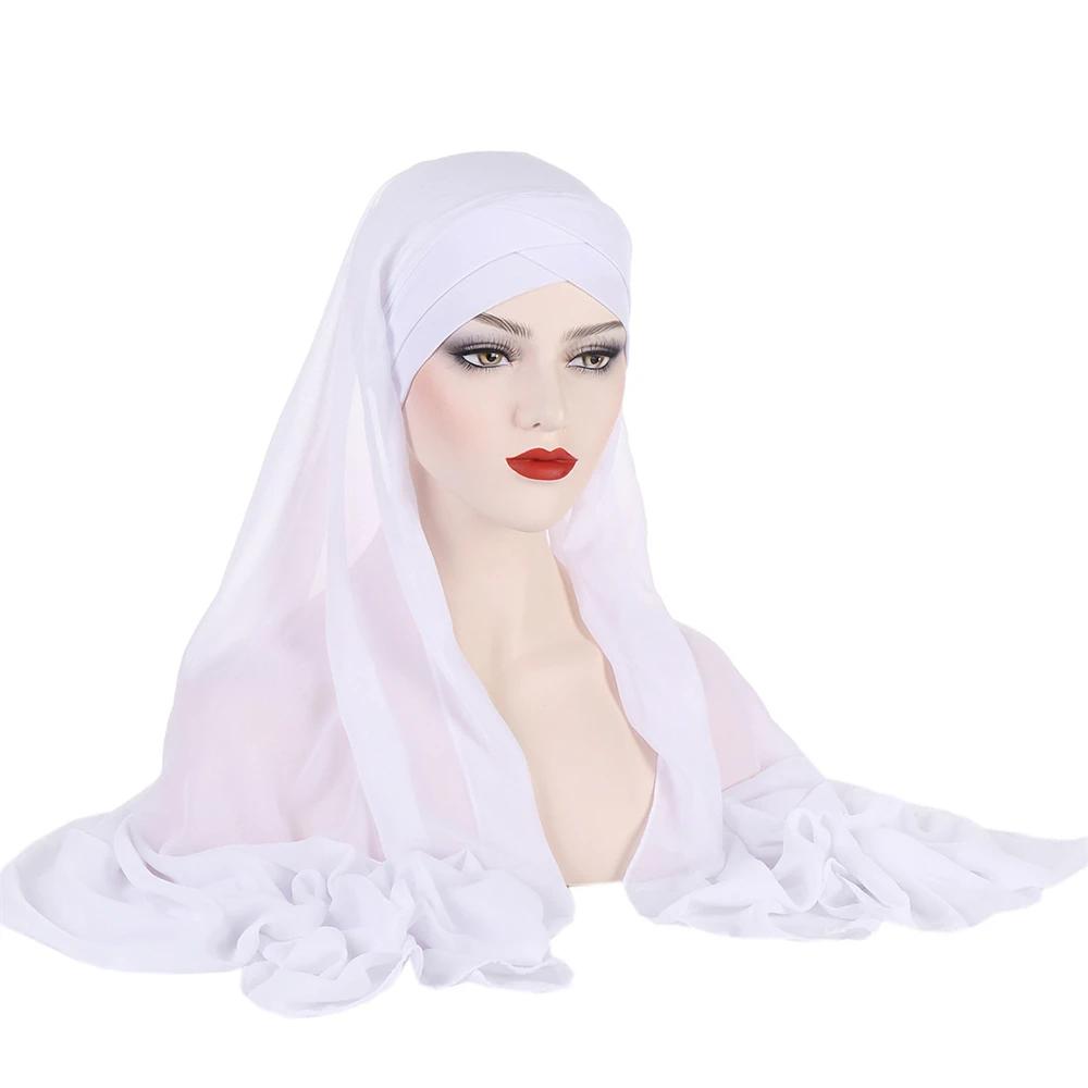 Forehead Cross Hat with Chiffon Scarf Instant Hijab Underscarf Bonnet Cap Muslim Women Long Shawl Wrap Veil Amira Headscarf 1pc
Forehead Cross Hat with Chiffon Scarf Instant Hijab Underscarf Bonnet Cap Muslim Women Long Shawl Wrap Veil Amira Headscarf 1pc