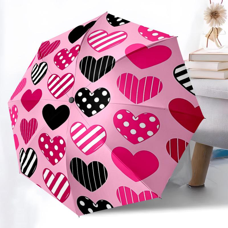 1pc Heart Print Automatic Folding Umbrella - 8-Rib Durable Iron Frame, Compact Portable for Daily Travel yy251205054
1pc Heart Print Automatic Folding Umbrella - 8-Rib Durable Iron Frame, Compact Portable for Daily Travel yy251205054