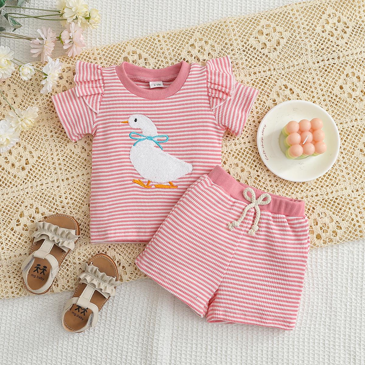 European Ribbed Short-Sleeve Kids Embroidered Stripe 2-Piece Casual Set 12-18 months рожевий
European Ribbed Short-Sleeve Kids Embroidered Stripe 2-Piece Casual Set 12-18 months рожевий