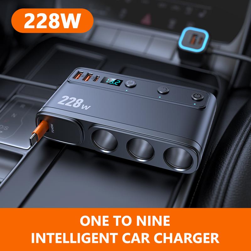 SEAMETAL 9 в 1 228 Вт USB C Автомобильный адаптер-зарядное устройство QC3.0 с PD45W Телескопический кабель Светодиодный дисплей напряжения 12 В/24 В чёрный
SEAMETAL 9 в 1 228 Вт USB C Автомобильный адаптер-зарядное устройство QC3.0 с PD45W Телескопический кабель Светодиодный дисплей напряжения 12 В/24 В чёрный