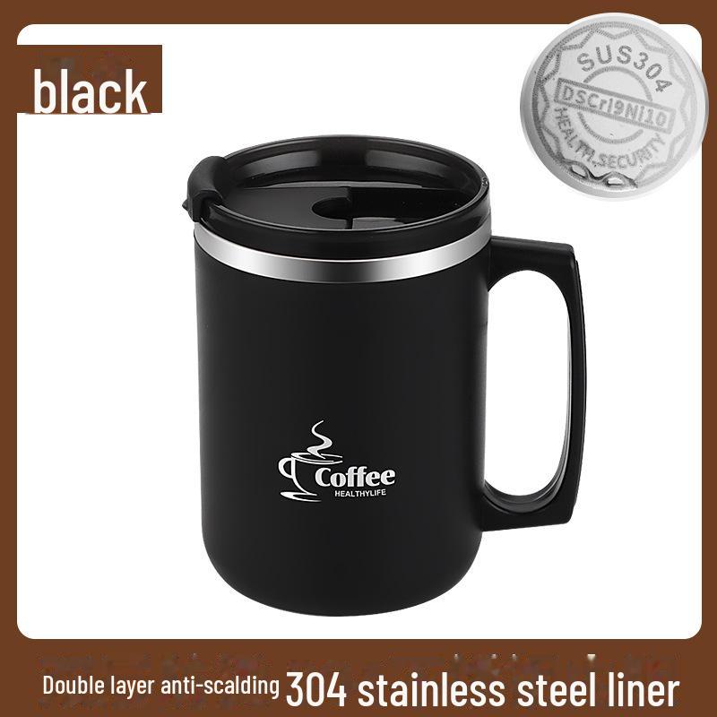 Кружка из нержавеющей стали 304 — пыленепроницаемая, устойчивая к ожогам и герметичная с крышкой для дома или офиса 480ML Cup