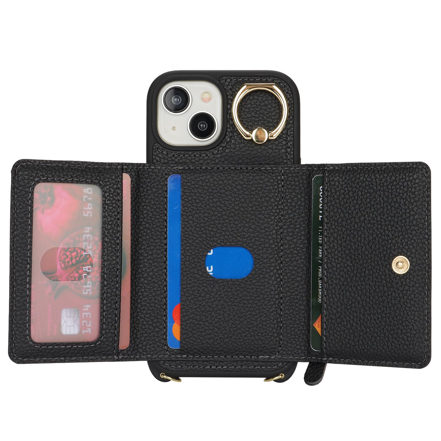For iPhone 15 Plus/14 Plus Case Card Bag PU Leather+TPU Phone Cover with Ring Kickstand Black
For iPhone 15 Plus/14 Plus Case Card Bag PU Leather+TPU Phone Cover with Ring Kickstand Black