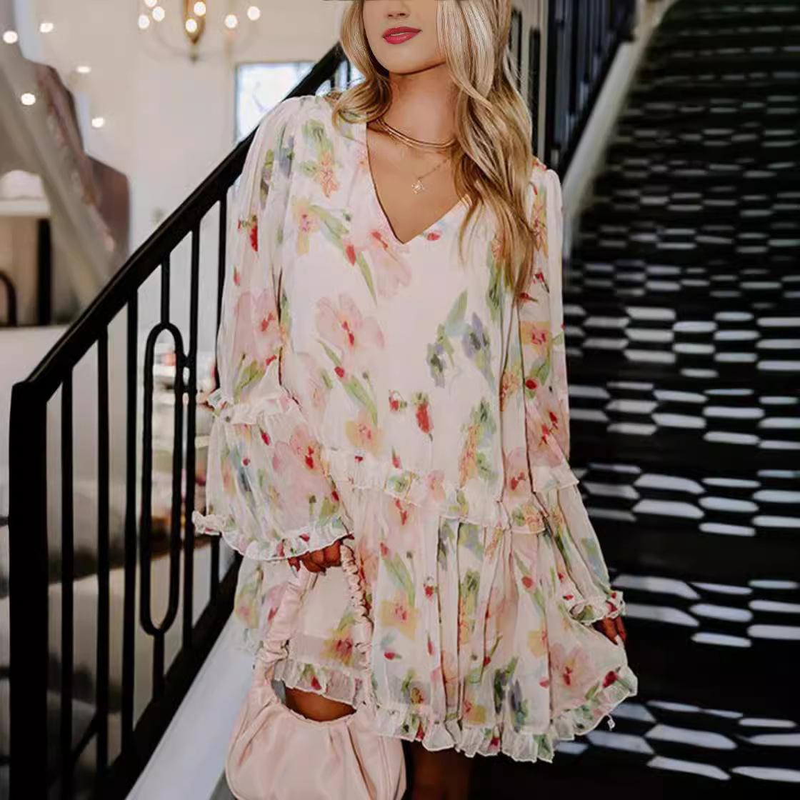 IHUASU Весна-лето Милое деревянное ушное полотно с двухслойным V-образным вырезом и принтом Свободное мини-платье для женщин XXL
IHUASU Весна-лето Милое деревянное ушное полотно с двухслойным V-образным вырезом и принтом Свободное мини-платье для женщин XXL