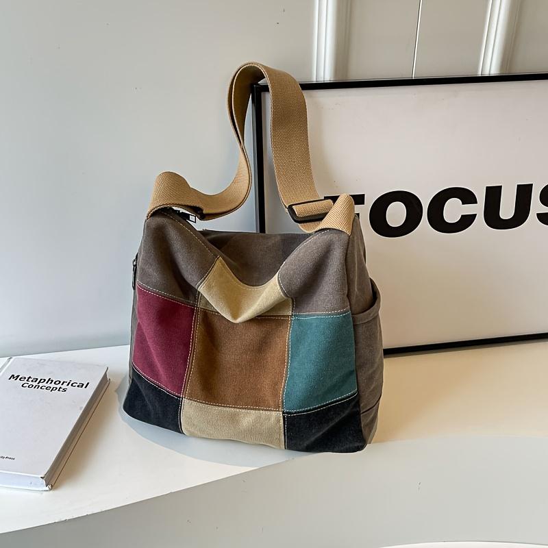 Colorblock Canvas Shoulder Bag Chic Patchwork Crossbody Tote Casual College Style Document Book Carrier With Adjustable Strap кавовий
Colorblock Canvas Shoulder Bag Chic Patchwork Crossbody Tote Casual College Style Document Book Carrier With Adjustable Strap кавовий