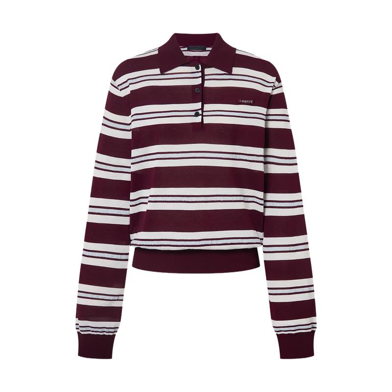 Striped Polo Collar Long Sleeve Knit Top L
Striped Polo Collar Long Sleeve Knit Top L