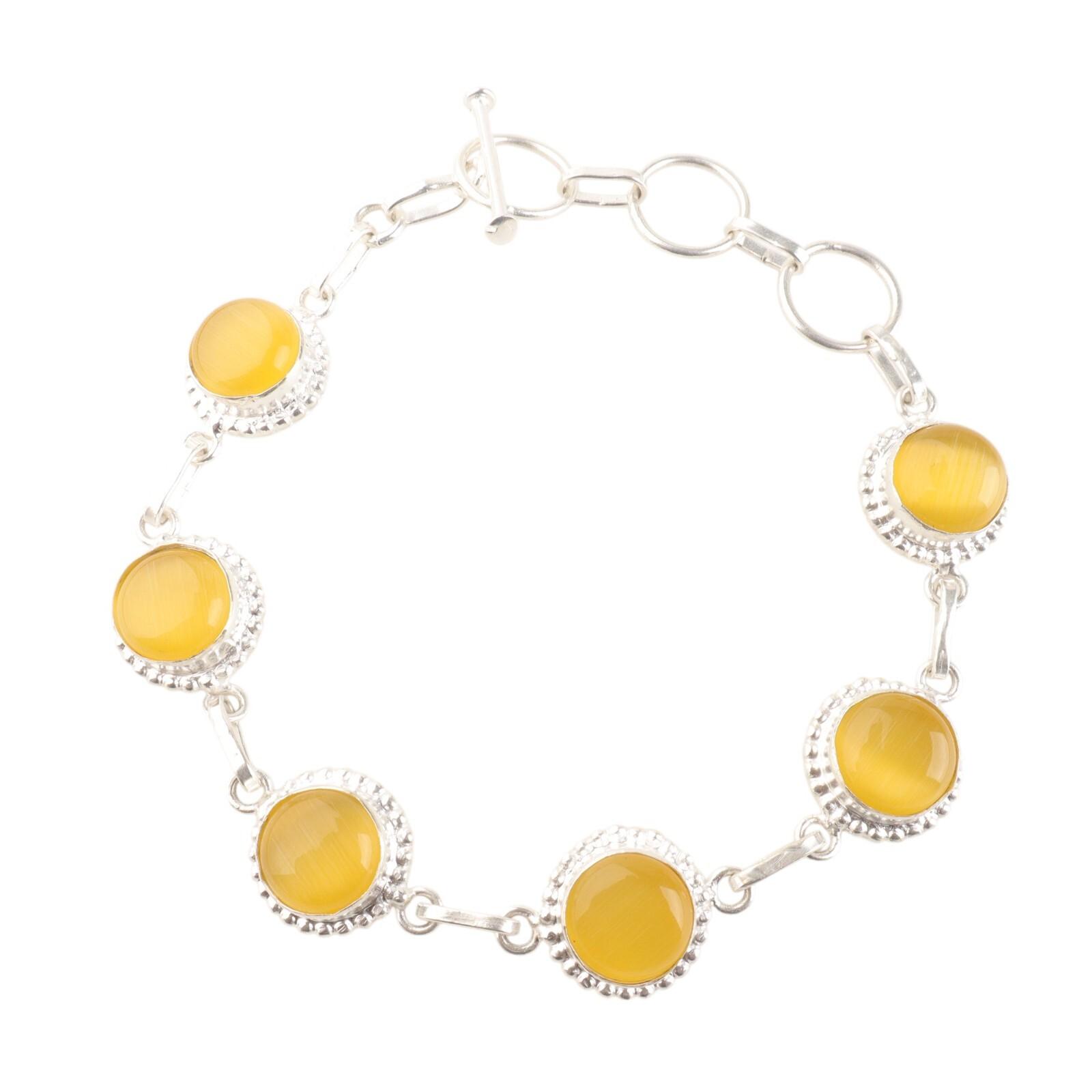 Natural Yellow Cat s Eye Gemstone 925 Sterling Silver Handcrafted Boho Bracelet RB-9-31
Natural Yellow Cat s Eye Gemstone 925 Sterling Silver Handcrafted Boho Bracelet RB-9-31