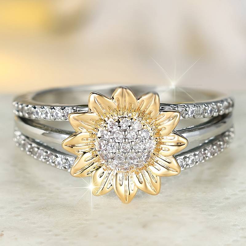 Huitan Sunflower Shaped Women Two Tone Ring Inlaid Bright CZ Trendy Party Wedding Accessories Gentle Zircon for Lady Daily 6
Huitan Sunflower Shaped Women Two Tone Ring Inlaid Bright CZ Trendy Party Wedding Accessories Gentle Zircon for Lady Daily 6