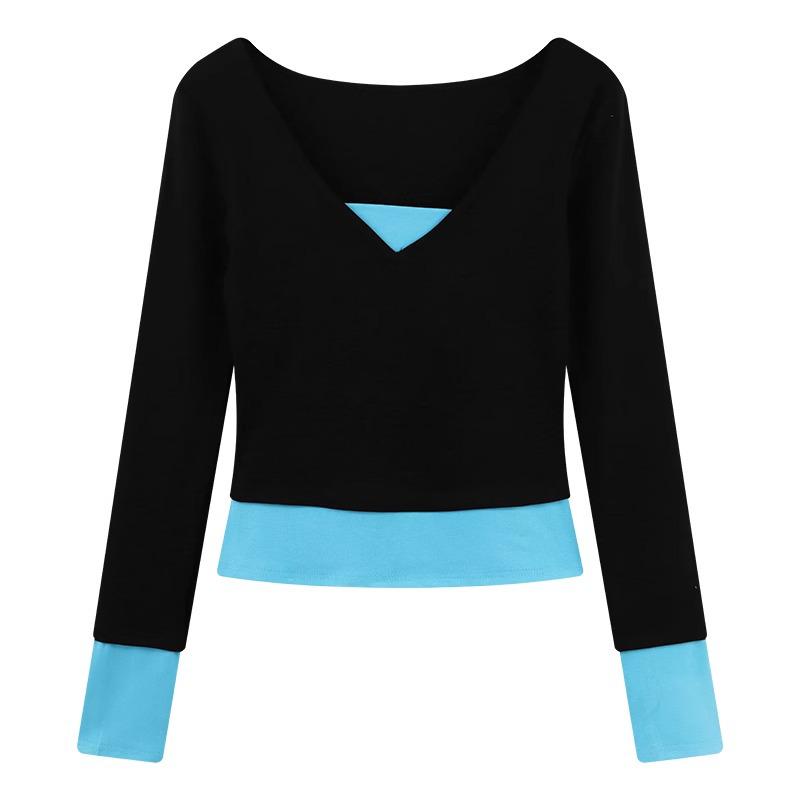 American Spicy Girl Chic Color Block Slimming T-Shirt: Women s Two-Piece Long-Sleeve Korean Style for Autumn and Spring Large
American Spicy Girl Chic Color Block Slimming T-Shirt: Women s Two-Piece Long-Sleeve Korean Style for Autumn and Spring Large