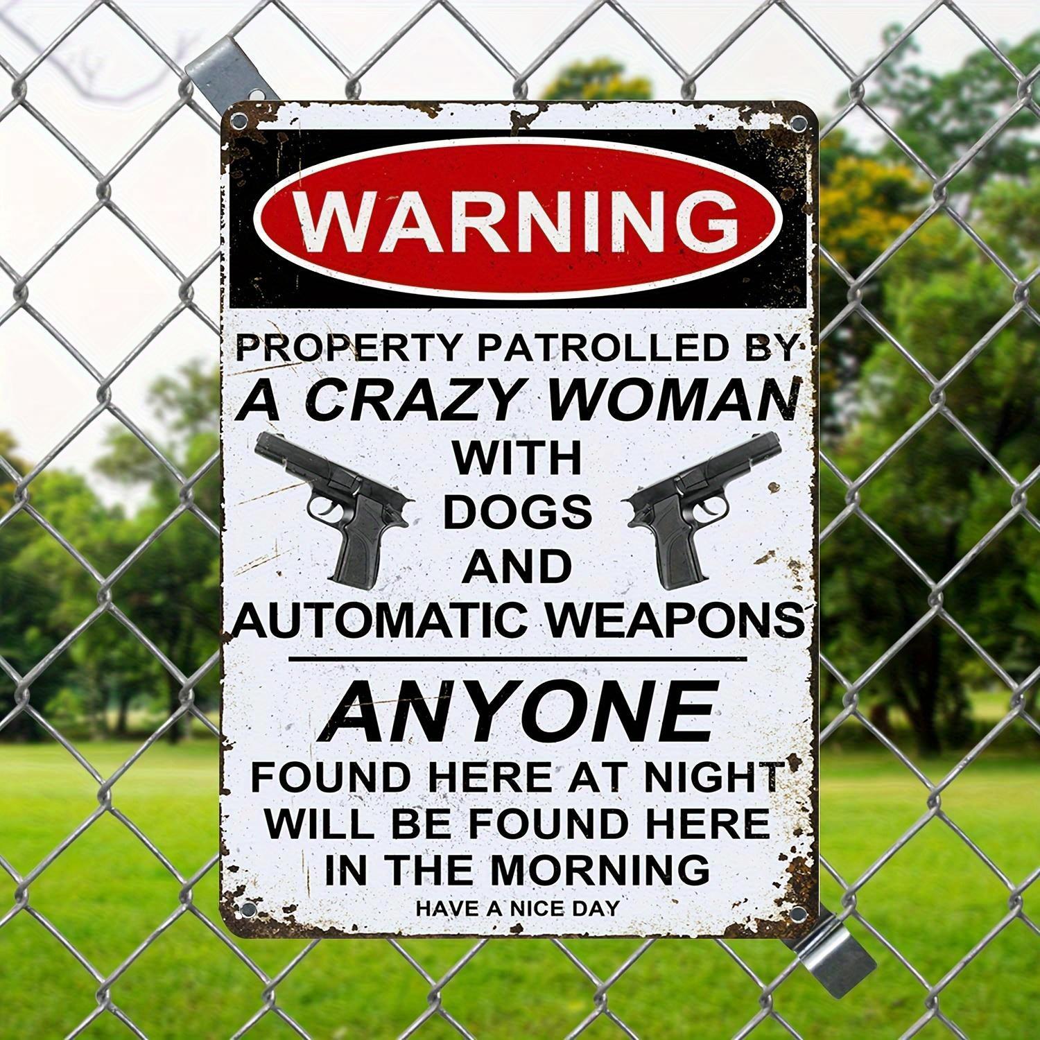 Funny Crazy Woman Warning Sign Vintage Metal Tin Plaque with Gun Graphic Private Property Security Decoration HeavyDut 20x30cm
Funny Crazy Woman Warning Sign Vintage Metal Tin Plaque with Gun Graphic Private Property Security Decoration HeavyDut 20x30cm