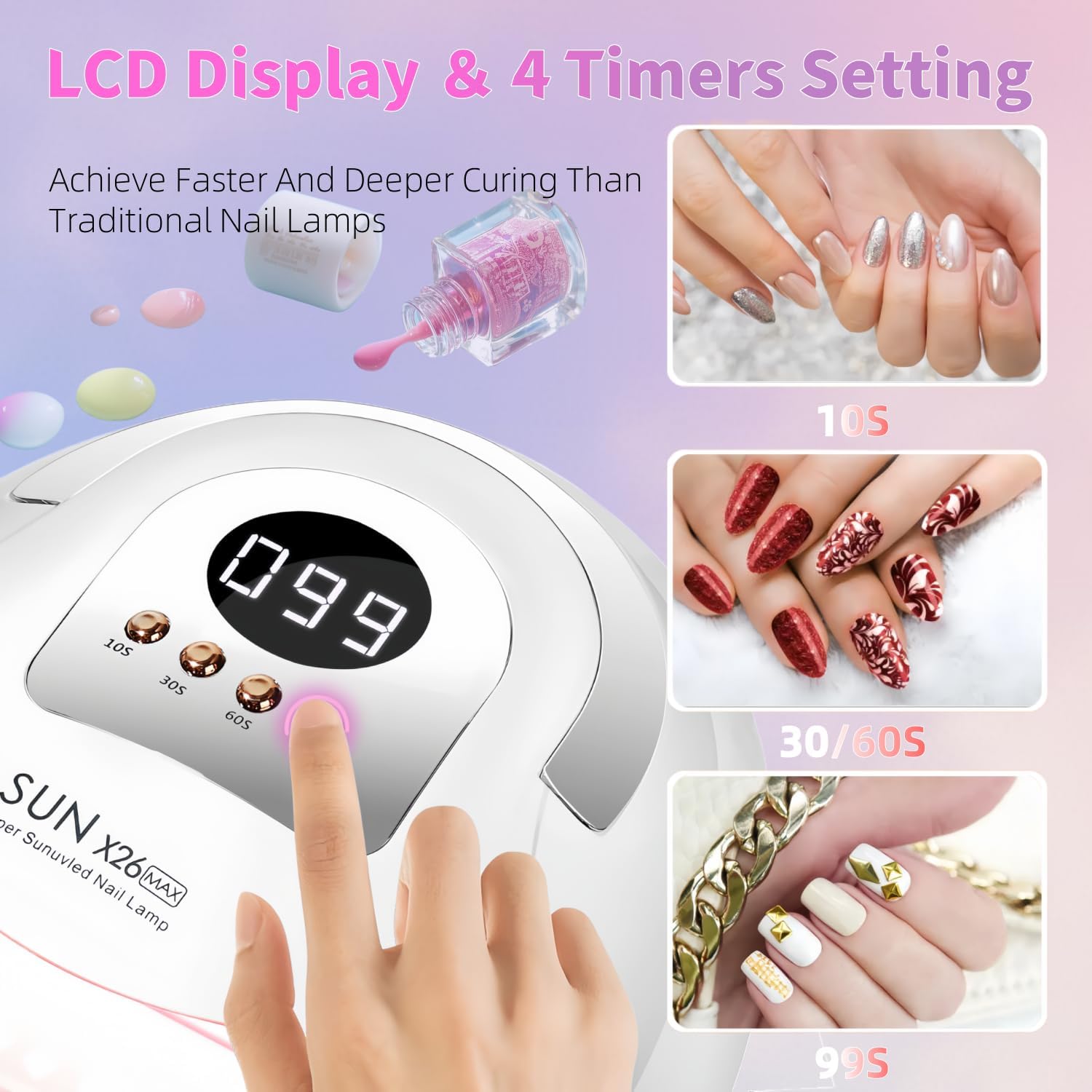 UV LED Nail Lamp 81 Beads 380W with Sensor & Timer for Gel Polish United States
UV LED Nail Lamp 81 Beads 380W with Sensor & Timer for Gel Polish United States