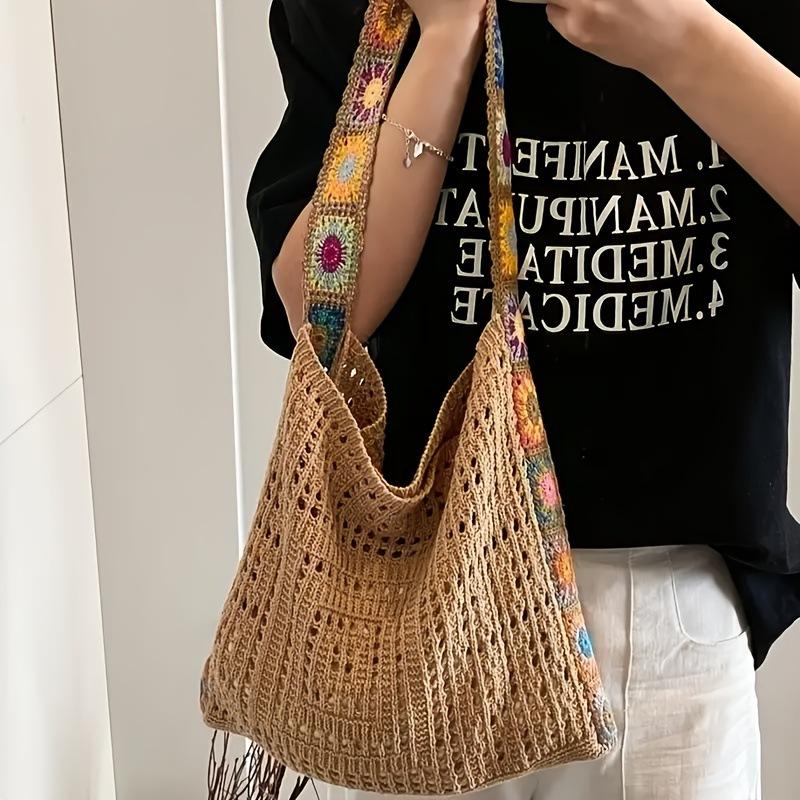 Women s Boho Crochet Bag Designer Flowers Knitted Handbags Large Capacity Summer Beach Woven Shoulder Bag Girls Tote Shopper Bag
Women s Boho Crochet Bag Designer Flowers Knitted Handbags Large Capacity Summer Beach Woven Shoulder Bag Girls Tote Shopper Bag