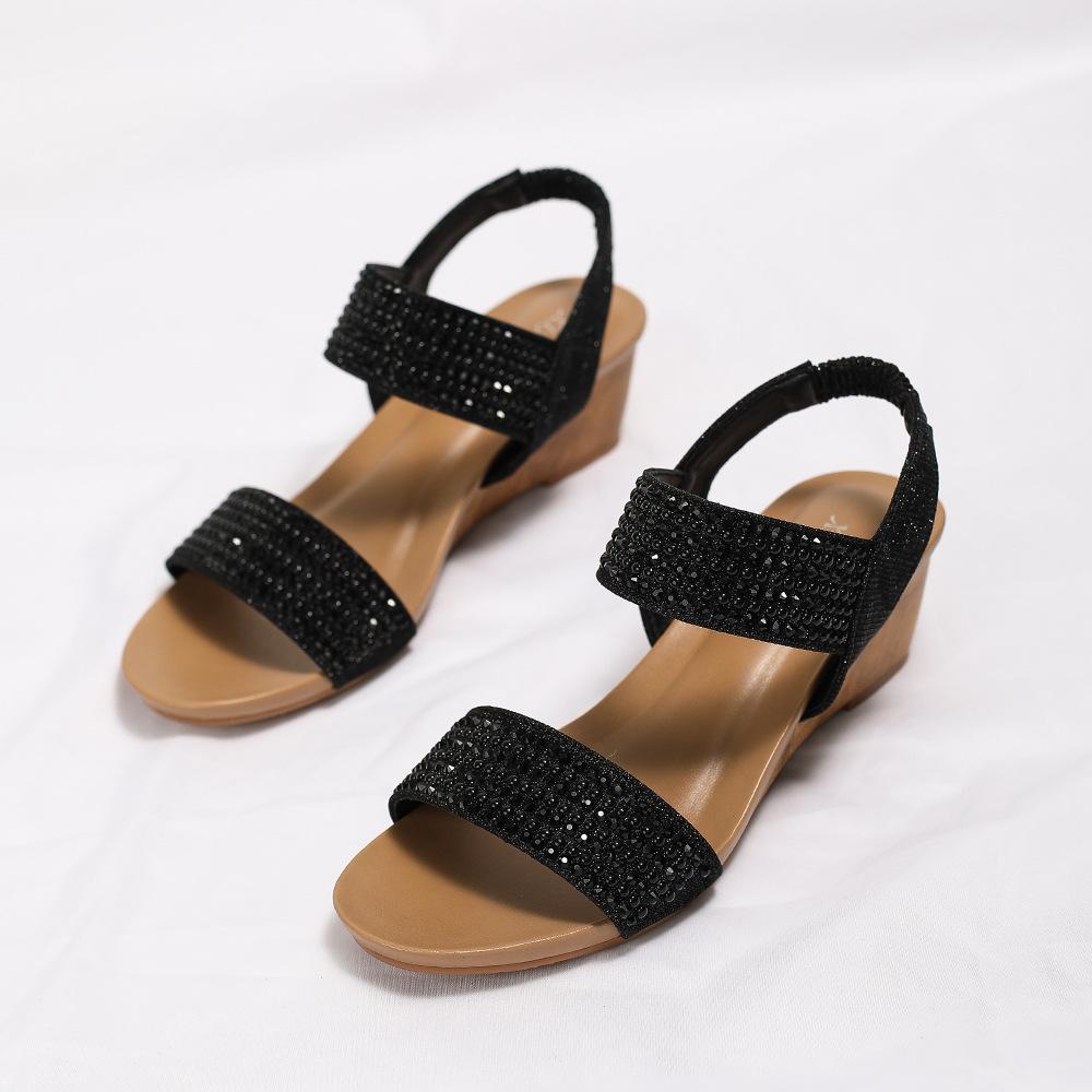 Fashion high heels Roman shoes new rhinestone temperament high heel casual wedge heel sandals women 36
Fashion high heels Roman shoes new rhinestone temperament high heel casual wedge heel sandals women 36