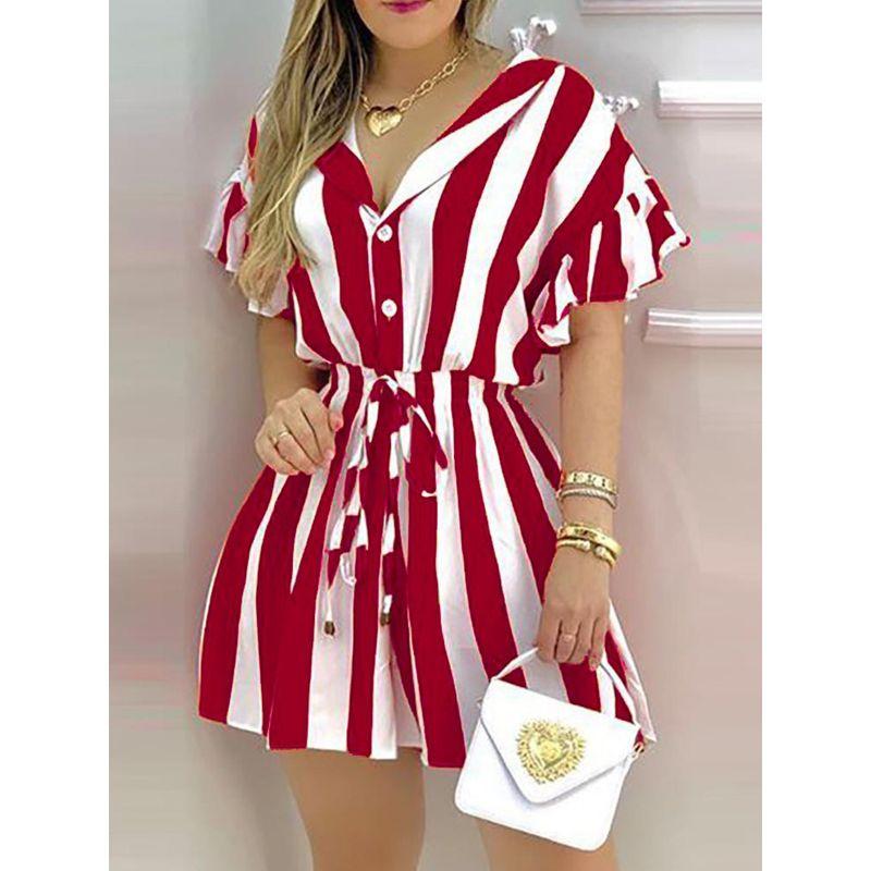 Lapel Striped Waist Short Sleeve Dress Stripes Waist Trimming Short-Sleeved Dress black S
Lapel Striped Waist Short Sleeve Dress Stripes Waist Trimming Short-Sleeved Dress black S