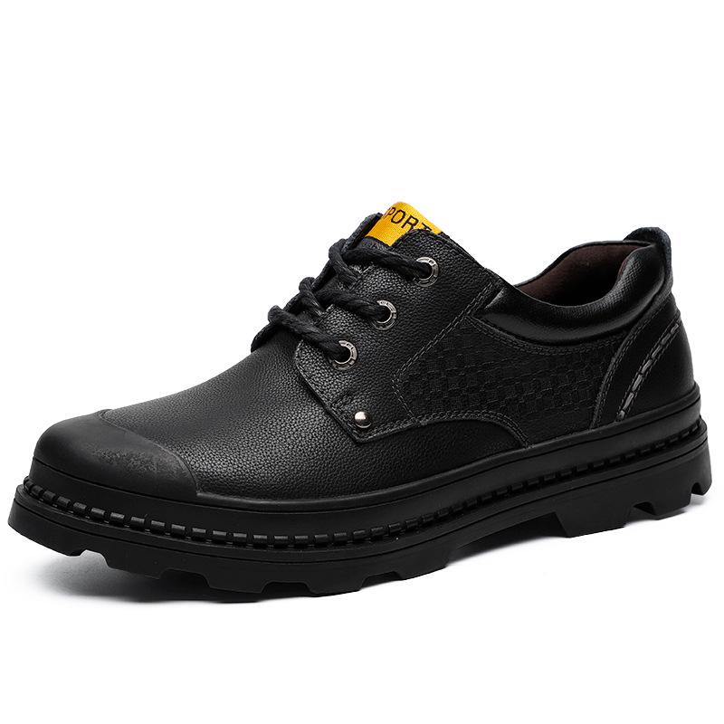 Осенняя британская повседневная обувь для мальчиков, модная рабочая обувь, модные туфли с большой головой, износостойкие мужские кожаные туфли 44 чёрный