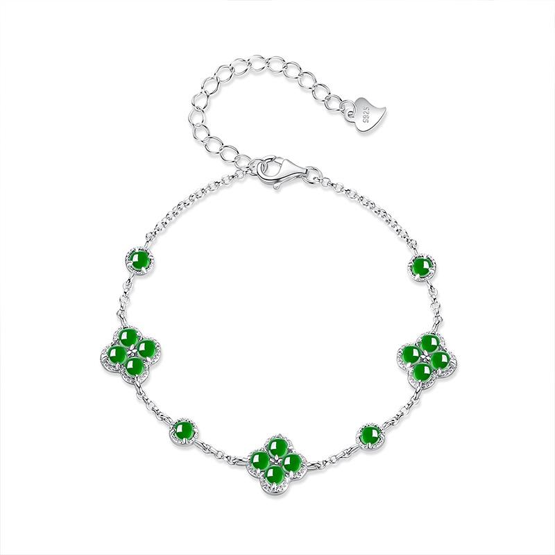 S925 sterling silver A jadeite retro light luxury lucky four-leaf clover bracelet, fashionable temperament silver jewelry 925 silver
S925 sterling silver A jadeite retro light luxury lucky four-leaf clover bracelet, fashionable temperament silver jewelry 925 silver