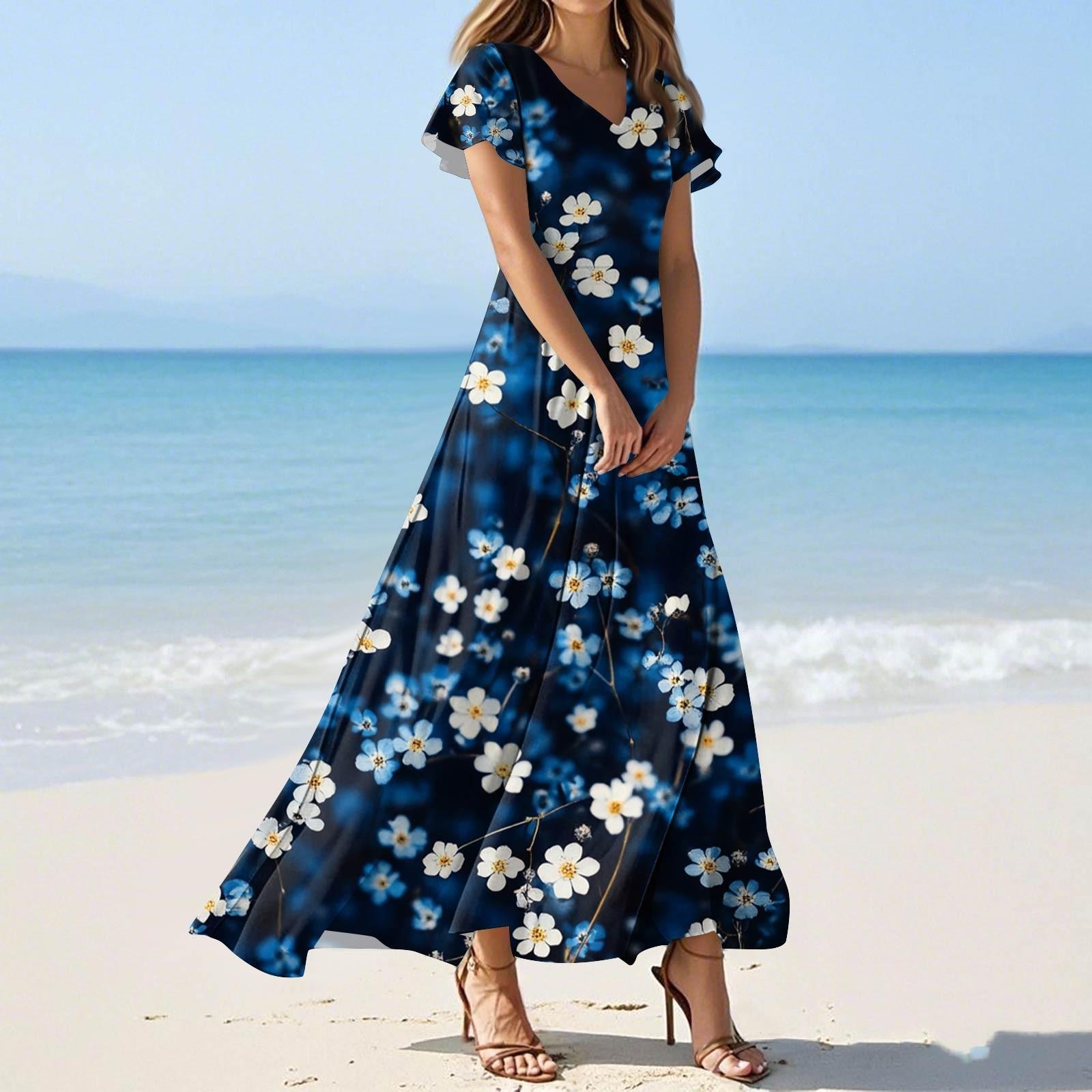 Женские летние модные повседневные платья с цветочным принтом, платья с V-образным вырезом и коротким рукавом L
Женские летние модные повседневные платья с цветочным принтом, платья с V-образным вырезом и коротким рукавом L