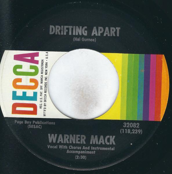 7inch Record WARNER MACK Drifting Apart 32082 Decca 1967 US CountryFolk Used
7inch Record WARNER MACK Drifting Apart 32082 Decca 1967 US CountryFolk Used