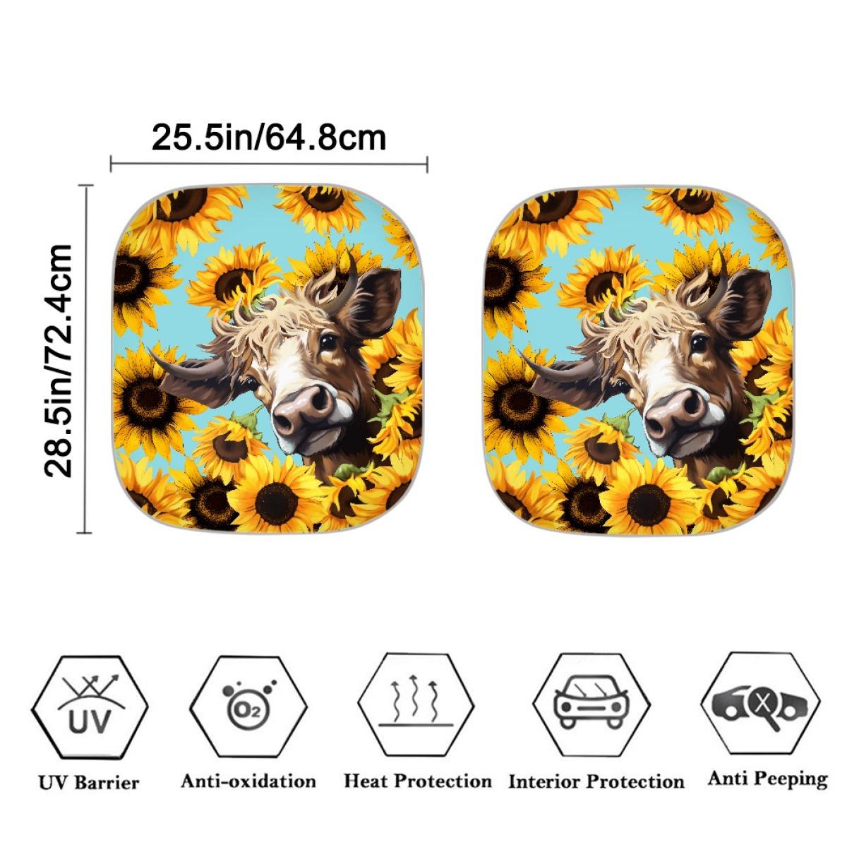 Sunflower & Cow Pattern Aluminum Foil Car Sunshade, Universal Fit, Pack of 2 One Size
Sunflower & Cow Pattern Aluminum Foil Car Sunshade, Universal Fit, Pack of 2 One Size