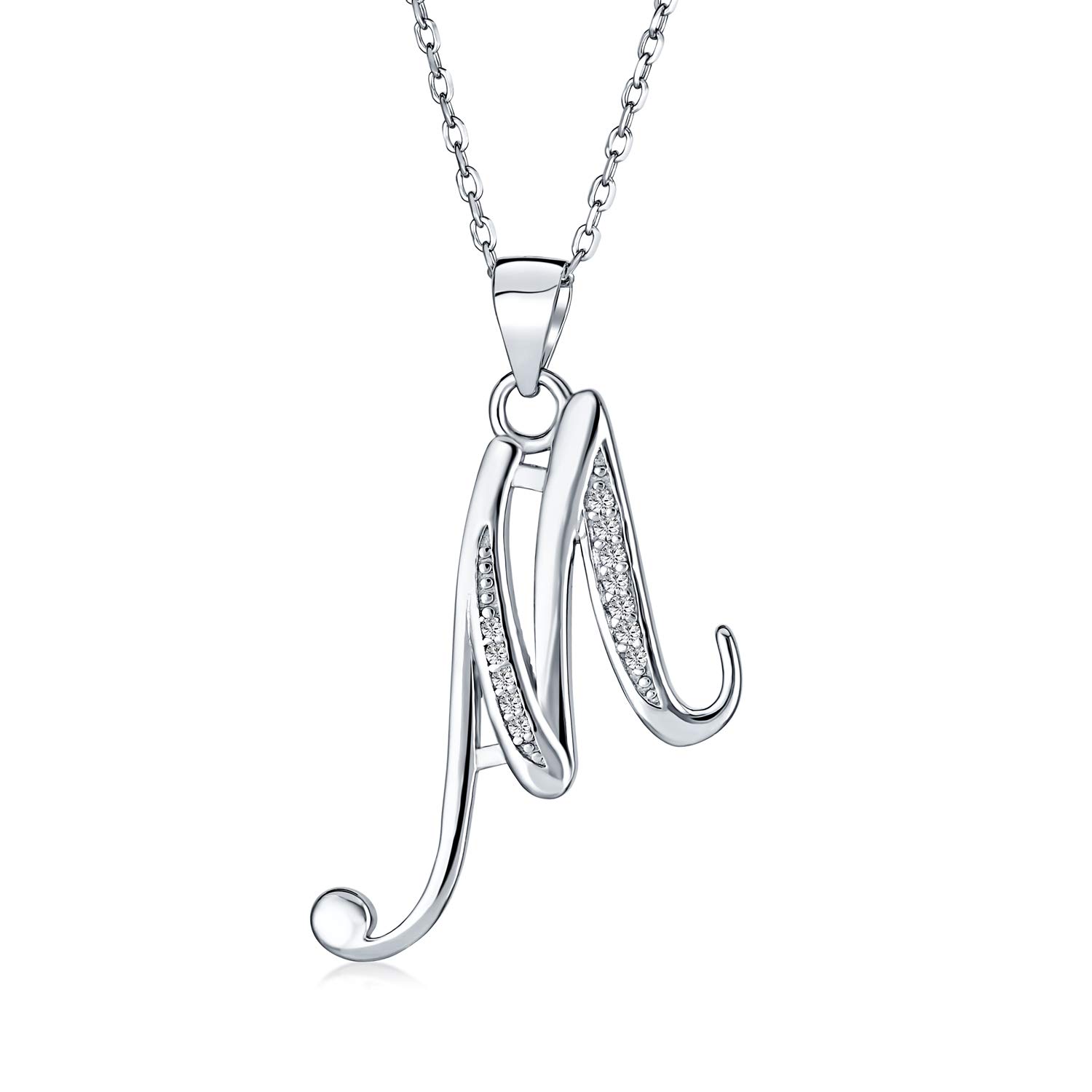 ABC Cubic Zirconia Paved CZ Cursive Script Letter Alphabet Initial M Pendant Necklace for Women Sterling Silver
ABC Cubic Zirconia Paved CZ Cursive Script Letter Alphabet Initial M Pendant Necklace for Women Sterling Silver