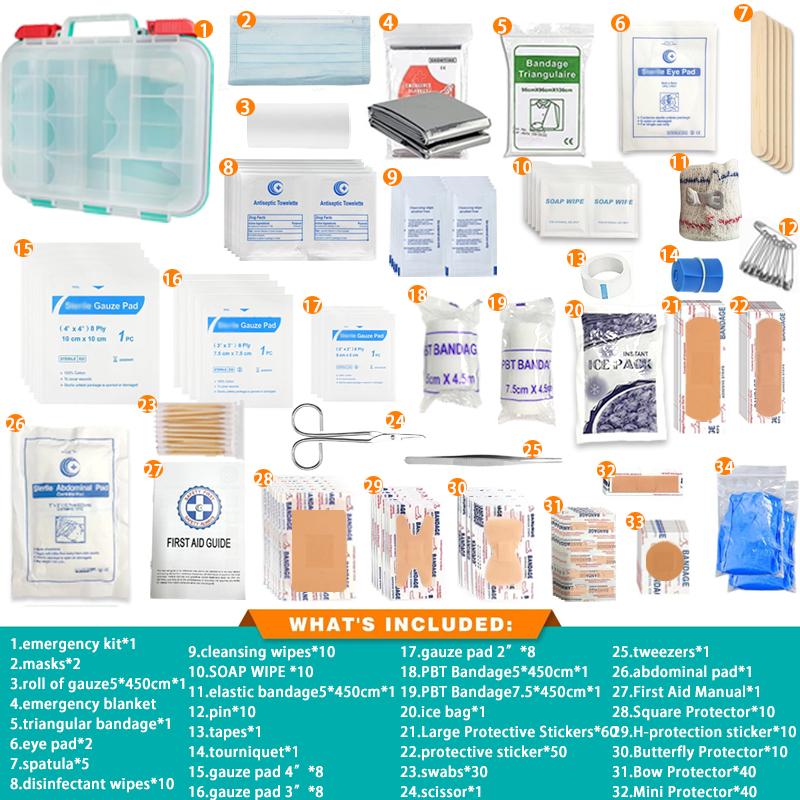 Аптечка первой помощи на 350 предметов, товары для дома, твердый футляр, двухслойная, с возможностью крепления на стену, для занятий спортом на открытом воздухе, кемпинга зелёный
Аптечка первой помощи на 350 предметов, товары для дома, твердый футляр, двухслойная, с возможностью крепления на стену, для занятий спортом на открытом воздухе, кемпинга зелёный