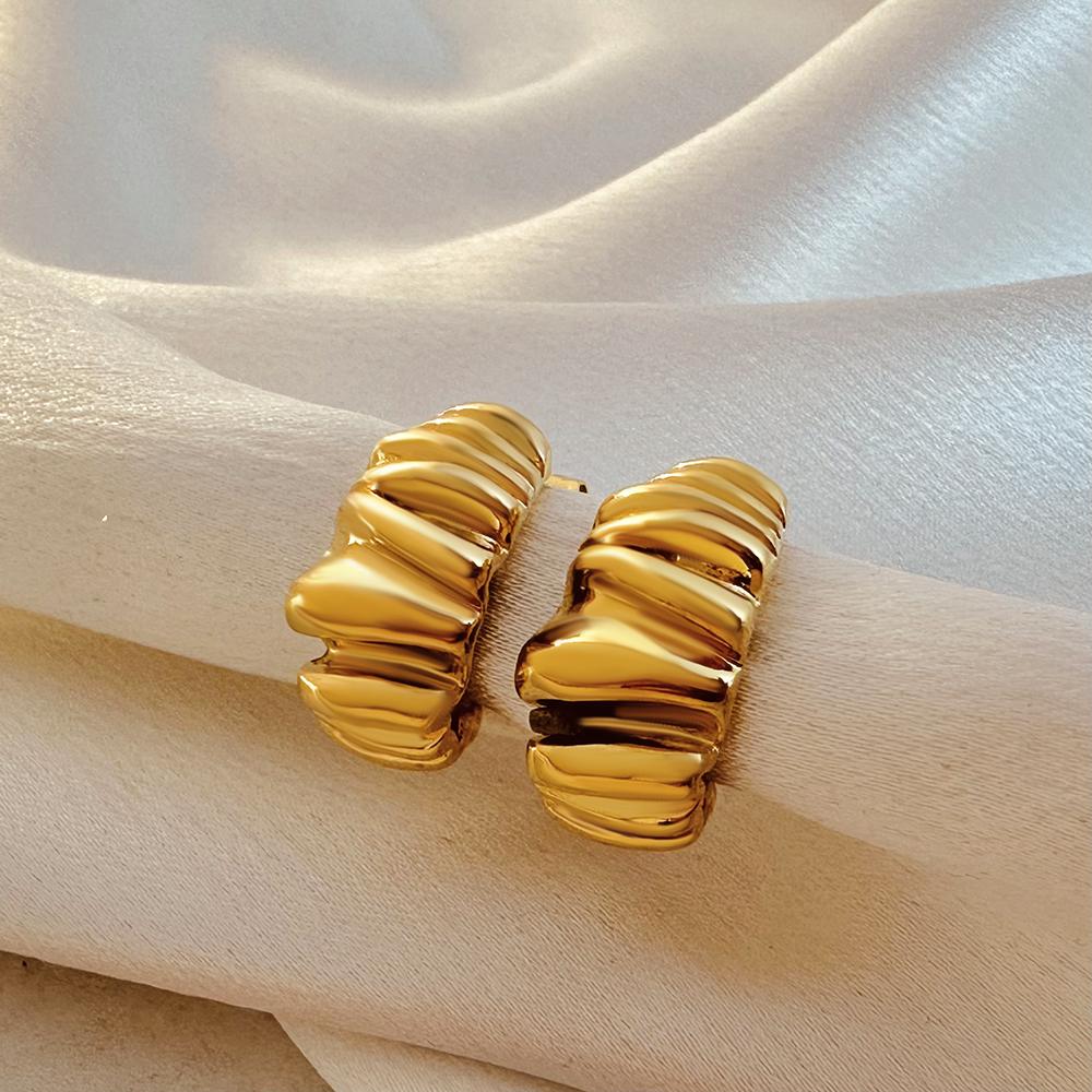 Irregular Hammered Texture Twisted Hoop Earrings for Women Gold Plated Stainless Steel C Shape Open Small Hoops Creative Zircon
Irregular Hammered Texture Twisted Hoop Earrings for Women Gold Plated Stainless Steel C Shape Open Small Hoops Creative Zircon