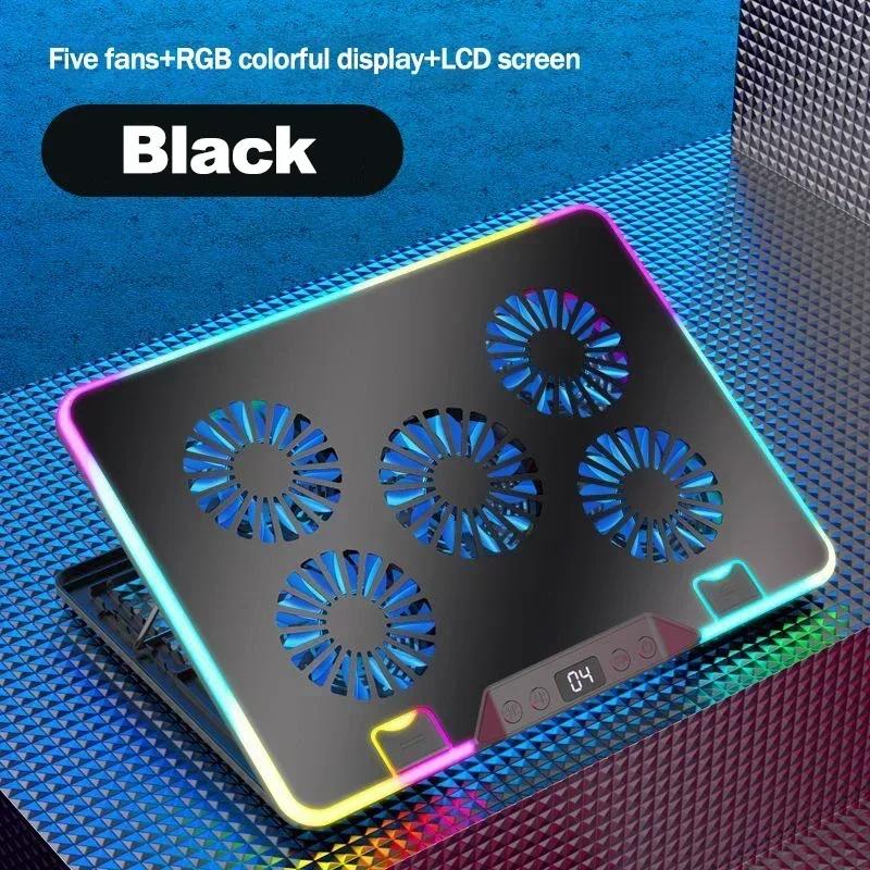 F36 Gaming Laptop Cooling Pad w/ 5 Fan Dual USB LED Screen Laptop Notebook Cooler Stand for 11-17.3 7 Angle Adjustable Bracket F36-5 Fans-Black
F36 Gaming Laptop Cooling Pad w/ 5 Fan Dual USB LED Screen Laptop Notebook Cooler Stand for 11-17.3 7 Angle Adjustable Bracket F36-5 Fans-Black