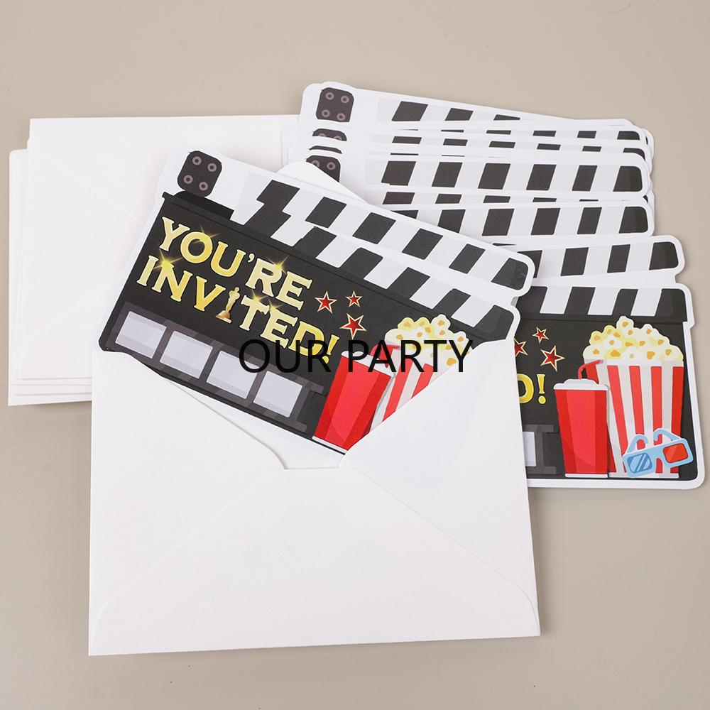 12Pcs/Bag Cinema Festival Theme Invitations Cards with Envelope Greeting Card for Movie Night Birthday Party Decor
12Pcs/Bag Cinema Festival Theme Invitations Cards with Envelope Greeting Card for Movie Night Birthday Party Decor
