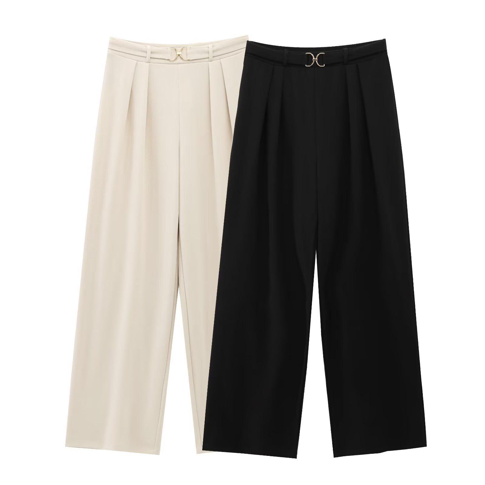 2025 Spring/Summer Wide-Leg High-Waist Pants with Metal Buckle Decoration - European & American Style Double Pleated Casual Suit Trousers Small (S)
2025 Spring/Summer Wide-Leg High-Waist Pants with Metal Buckle Decoration - European & American Style Double Pleated Casual Suit Trousers Small (S)