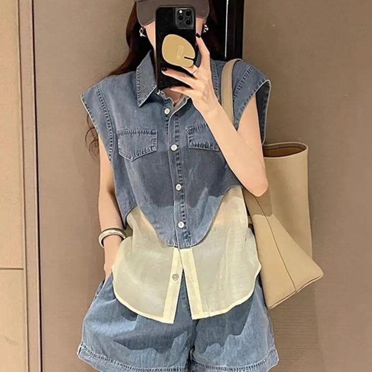 2026 Summer Outfit: Youthful Denim Patchwork Sleeveless Top & Casual Shorts Set S (80-95 lbs)
2026 Summer Outfit: Youthful Denim Patchwork Sleeveless Top & Casual Shorts Set S (80-95 lbs)