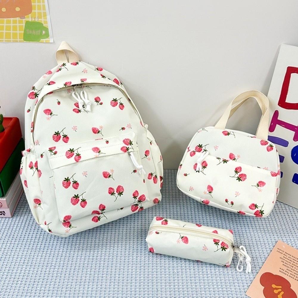 Oxford Cloth Strawberry Backpack Large Capacity Adjustable School Bag Preppy Style with Lunch Bag & Pencil Case Travel Backpack білий
Oxford Cloth Strawberry Backpack Large Capacity Adjustable School Bag Preppy Style with Lunch Bag & Pencil Case Travel Backpack білий