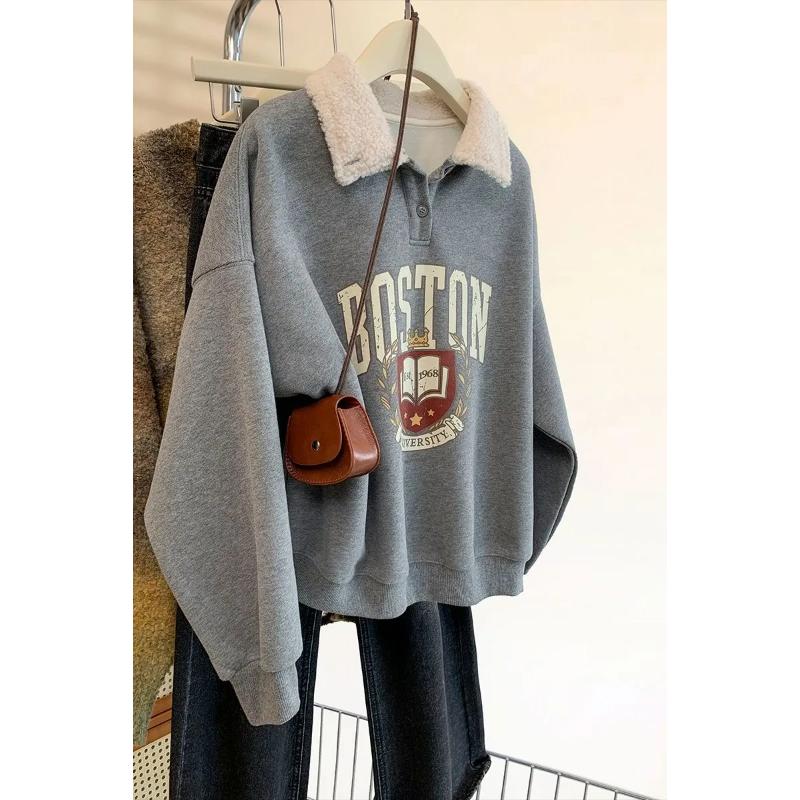 New Lapel Pullover Women s Autumn and Winter Spliced Print Fashion Loose Versatile Casual Long-Sleeved Top L серый
New Lapel Pullover Women s Autumn and Winter Spliced Print Fashion Loose Versatile Casual Long-Sleeved Top L серый