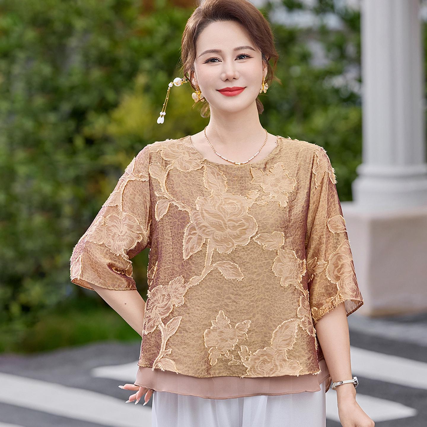 Chic Summer Chiffon Suit: Stylish Mid-Sleeve Top & Wide-Leg Pants Set for Middle-Aged Women 4XL for 67.5-75 kg
Chic Summer Chiffon Suit: Stylish Mid-Sleeve Top & Wide-Leg Pants Set for Middle-Aged Women 4XL for 67.5-75 kg