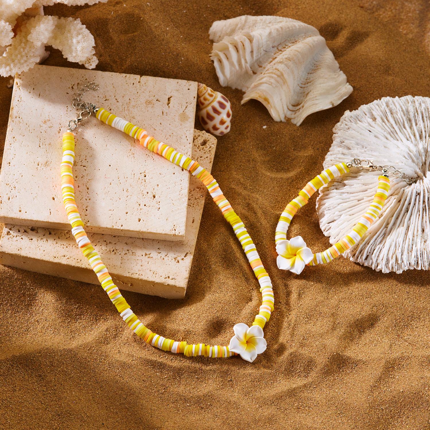 Polymer Clay Frangipani Necklace Bracelet Set Bohemian Vacation Style Accessory Women s Fashion Trend Daily Accessory
Polymer Clay Frangipani Necklace Bracelet Set Bohemian Vacation Style Accessory Women s Fashion Trend Daily Accessory