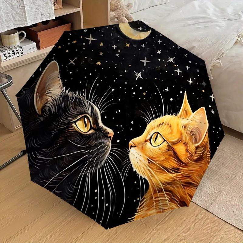 1pc Cat Night Moon Stars Automatic Folding Umbrella, 8 Ribs Iron Frame, Suitable for Outdoor Travel and Daily Use yy251120258
1pc Cat Night Moon Stars Automatic Folding Umbrella, 8 Ribs Iron Frame, Suitable for Outdoor Travel and Daily Use yy251120258
