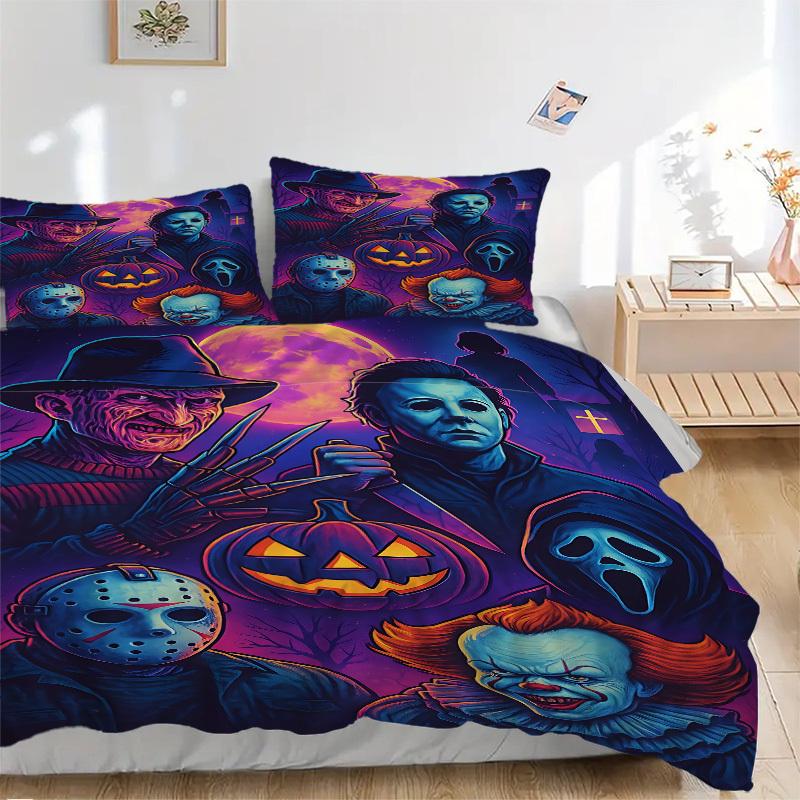 3pcs Horror Movie Characters Duvet Cover Set - Soft & Breathable Bedding, Includes 1 Duvet Cover and 1/2 Pillowcases (No Insert) yy251107194 135x200cm
3pcs Horror Movie Characters Duvet Cover Set - Soft & Breathable Bedding, Includes 1 Duvet Cover and 1/2 Pillowcases (No Insert) yy251107194 135x200cm