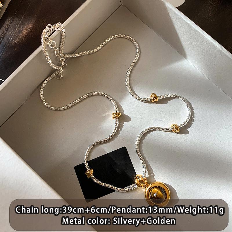 Gold and Silver Color Chain Circular Tiger Eye Stone Pendant Necklace Luxurious Jewelry for Women‘s Sexy Collarbon Accessories
Gold and Silver Color Chain Circular Tiger Eye Stone Pendant Necklace Luxurious Jewelry for Women‘s Sexy Collarbon Accessories