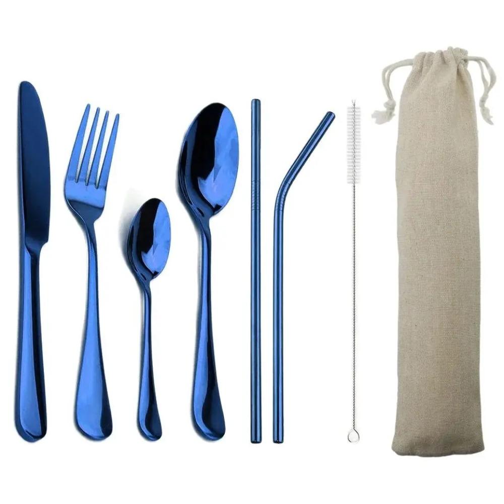 4-Pcs Blue Dinnerware with 2-Pcs Metal Straw Stainless Steel Colorful Tableware Knife Fork Teaspoon Silverware Cutlery срібний
4-Pcs Blue Dinnerware with 2-Pcs Metal Straw Stainless Steel Colorful Tableware Knife Fork Teaspoon Silverware Cutlery срібний