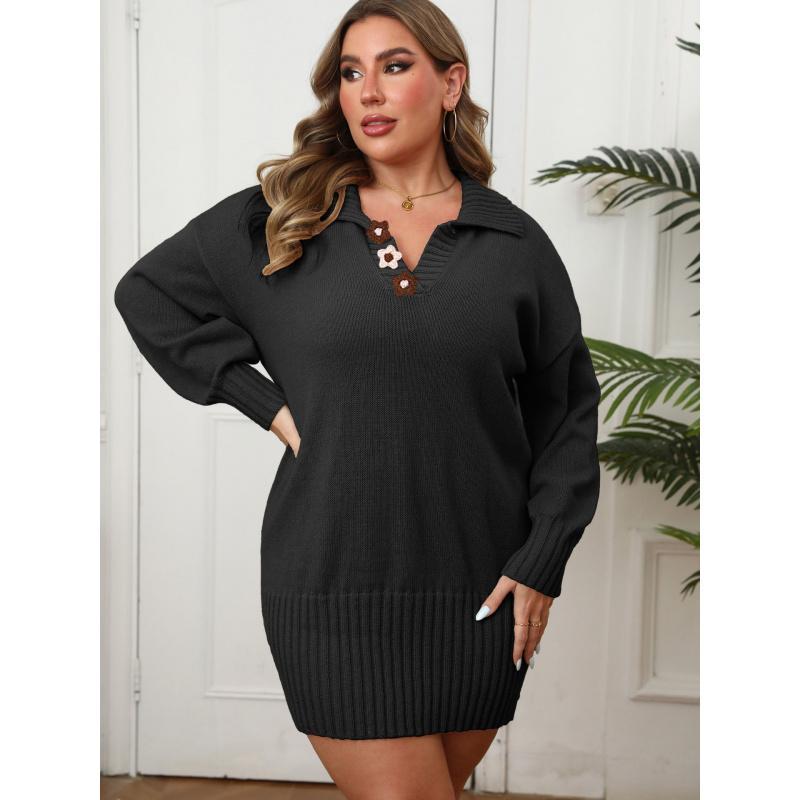 Autumn Winter Dress Plus Size Women s Polo Collar Bodycon Dress Hand Crocheted Floral Patchwork Sweater Dress for Women 3XL чорний
Autumn Winter Dress Plus Size Women s Polo Collar Bodycon Dress Hand Crocheted Floral Patchwork Sweater Dress for Women 3XL чорний