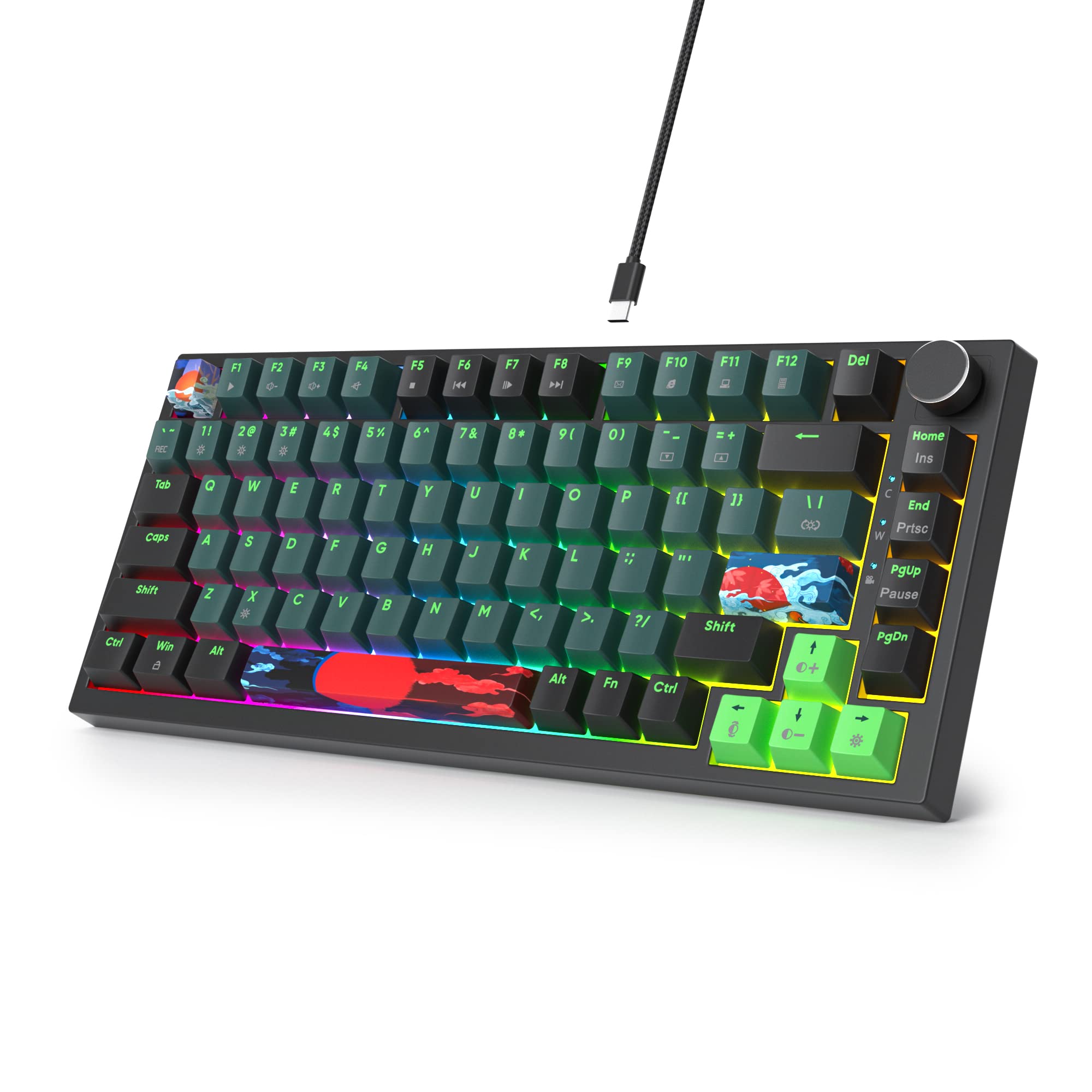 Wired gasket mechanical red RGB TKL mechanical NKRO compact US layout gaming volume adjustment knob Sonic 75% keyboard, hot-swappable, axis,
Wired gasket mechanical red RGB TKL mechanical NKRO compact US layout gaming volume adjustment knob Sonic 75% keyboard, hot-swappable, axis,